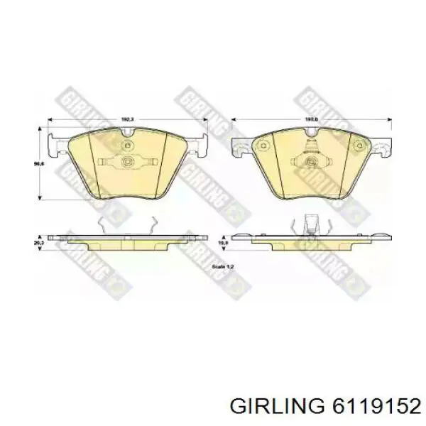6119152 Girling колодки тормозные передние дисковые