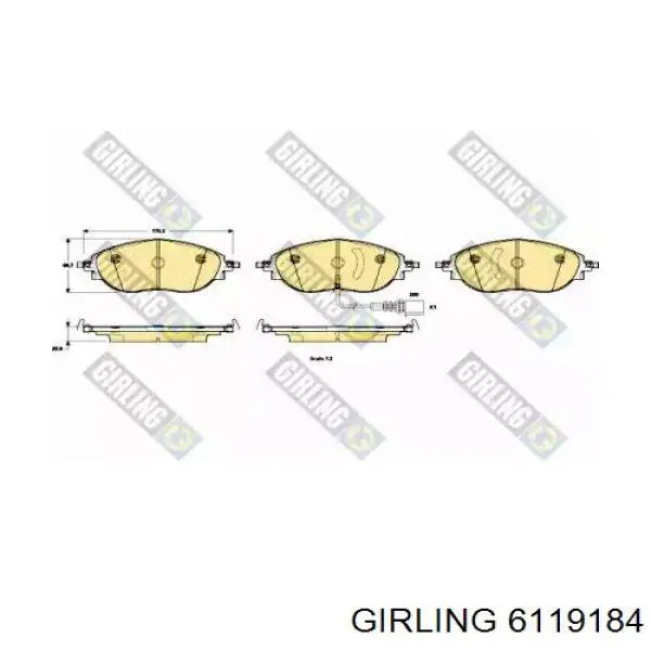 6119184 Girling колодки тормозные передние дисковые