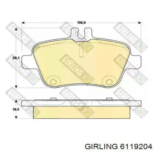 Задние тормозные колодки 6119204 Girling