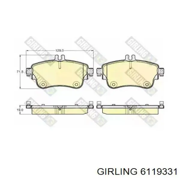 Передние тормозные колодки 6119331 Girling