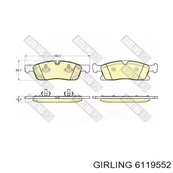6119552 Girling колодки тормозные передние дисковые