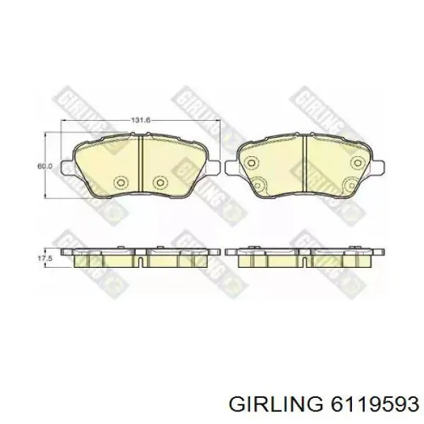 Передние тормозные колодки 6119593 Girling