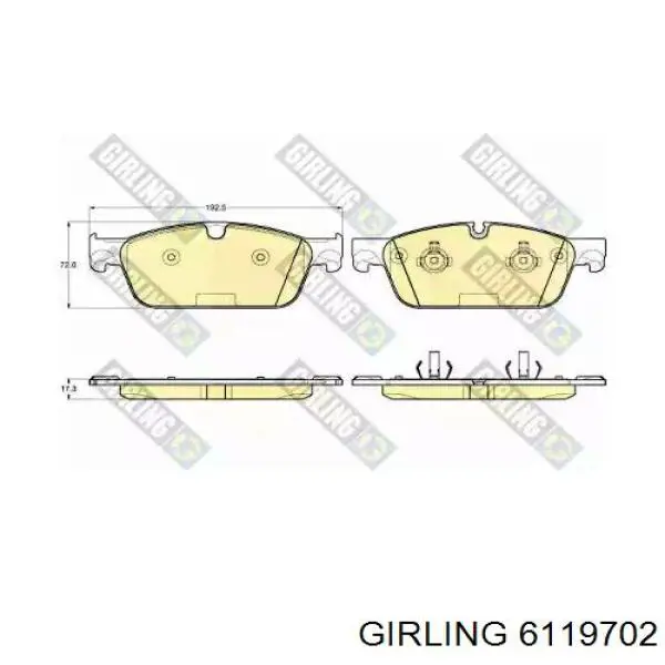 Передние тормозные колодки 6119702 Girling