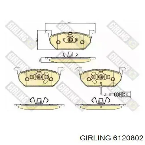 Передние тормозные колодки 6120802 Girling