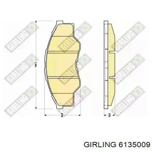 Передние тормозные колодки 6135009 Girling