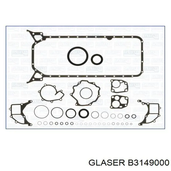 B3149000 Glaser комплект прокладок двигателя нижний