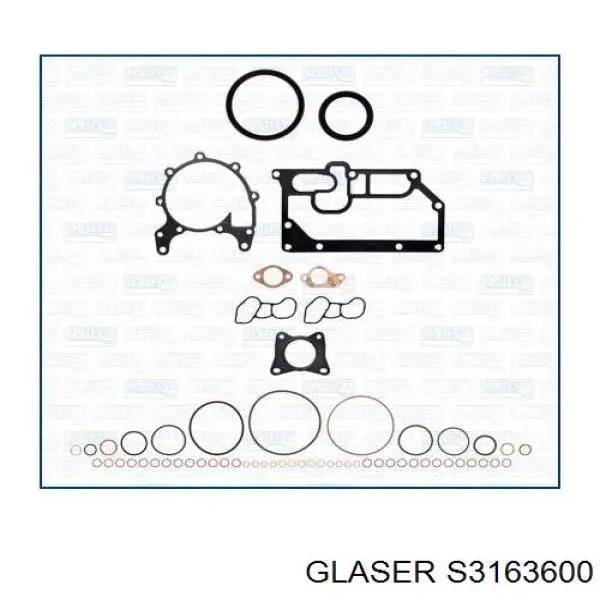 Комплект прокладок двигателя полный Glaser S3163600