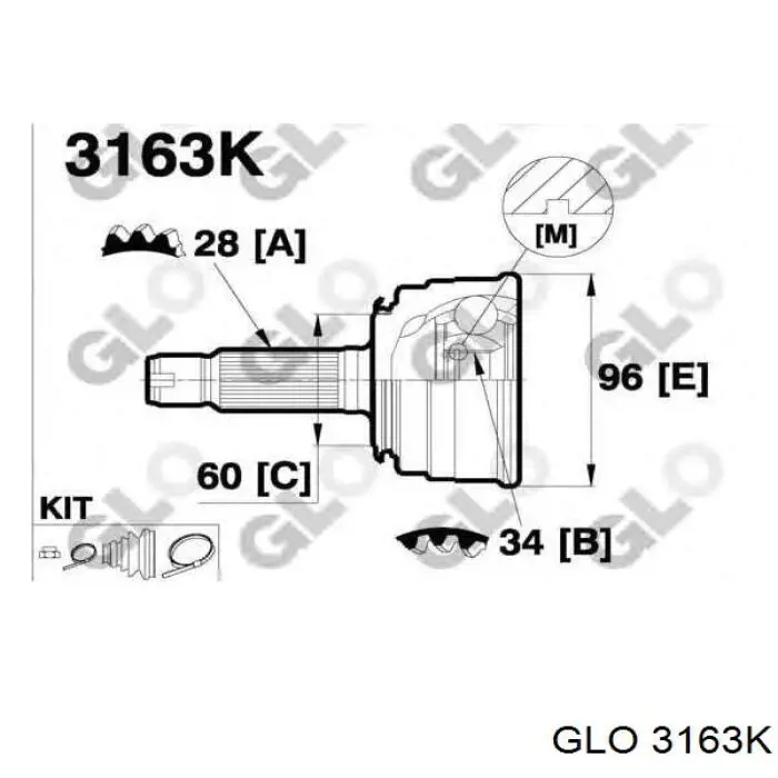 3163K GLO шрус наружный передний
