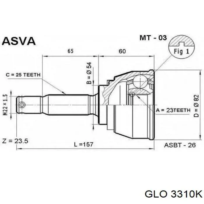 ШРУС зовнішній передній 3310K GLO