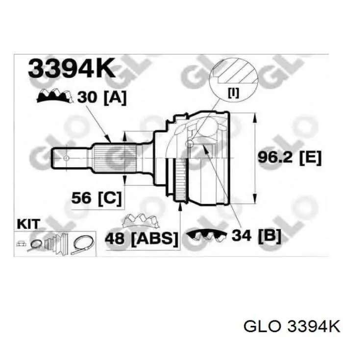 ШРУС наружный передний 3394K GLO