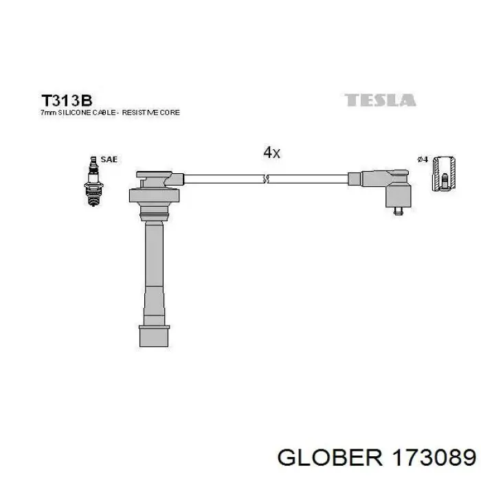 173089 Glober провод высоковольтный, цилиндр №3
