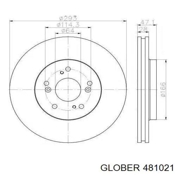 Диск тормозной передний Glober 481021