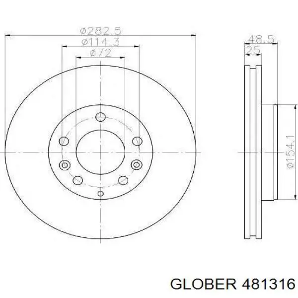 481316 Glober диск тормозной передний