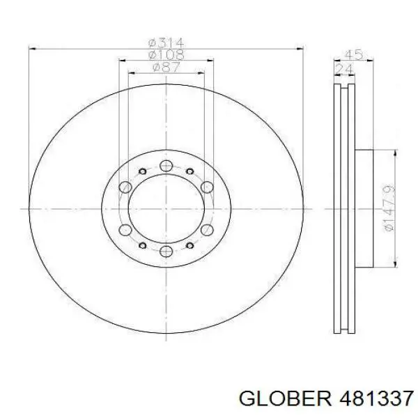 481337 Glober диск тормозной передний