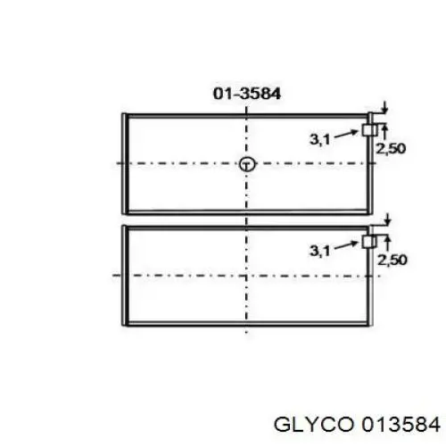 01-3584 Glyco вкладыши коленвала шатунные, комплект, стандарт (std)