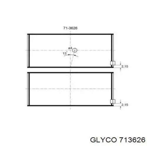 71-3626 Glyco вкладыши коленвала шатунные, комплект, стандарт (std)