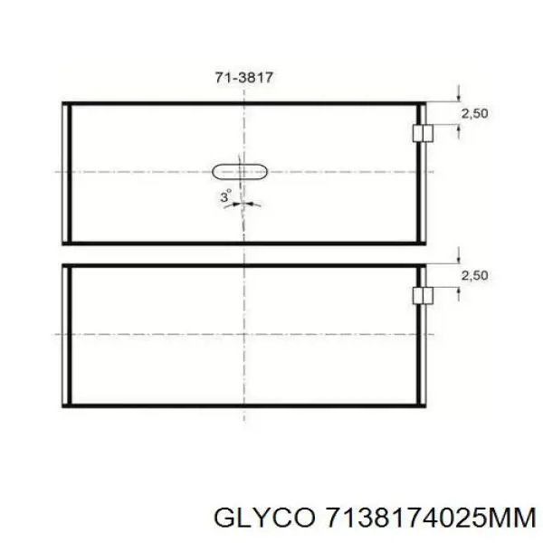 7138174025MM Glyco вкладыши коленвала шатунные, комплект, 1-й ремонт (+0,25)