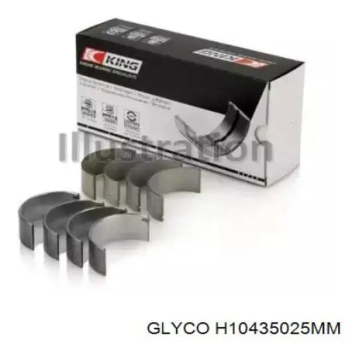 Вкладиші колінвала, корінні, комплект, 1-й ремонт (+0,25) H10435025MM Glyco