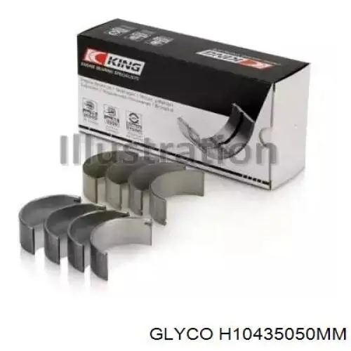 Вкладиші колінвала, корінні, комплект, 2-й ремонт (+0,50) H10435050MM Glyco