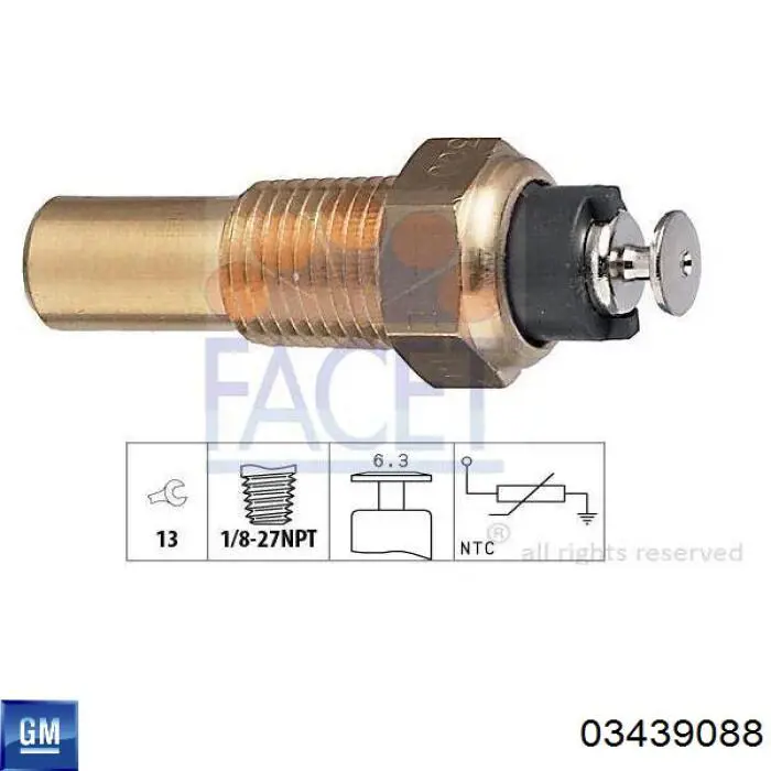 Купить 03439088 General Motors Термодатчик охлаждающей жидкости
