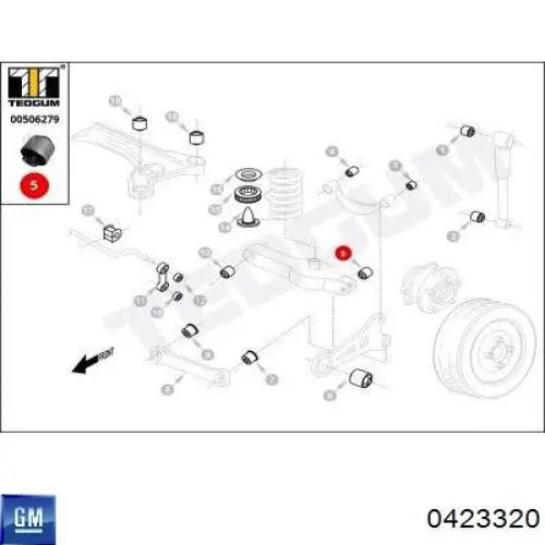 Сайлентблок цапфы задней 0423320 General Motors