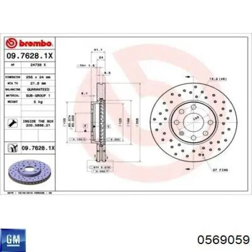 Тормоз дисковый передний General Motors 0569059 цена, от 27.37 USD