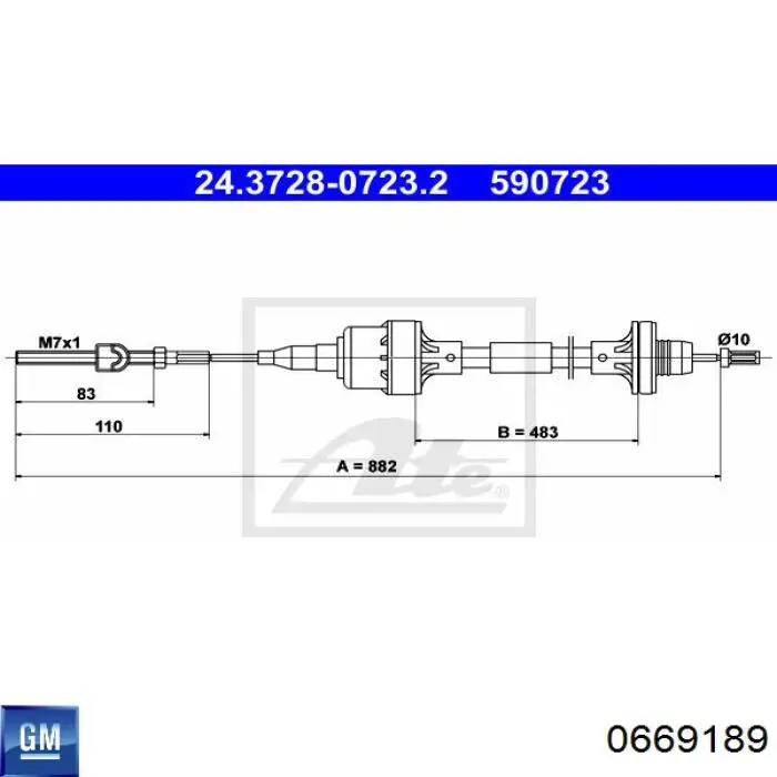 Купить 0669189 General Motors Трос сцепления