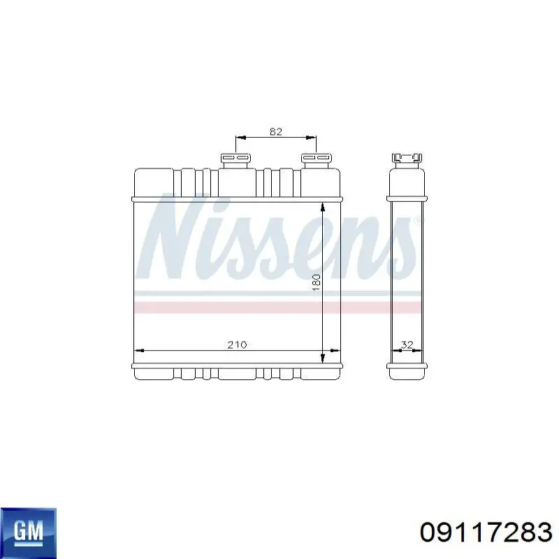09117283 General Motors Радиатор отопителя салона