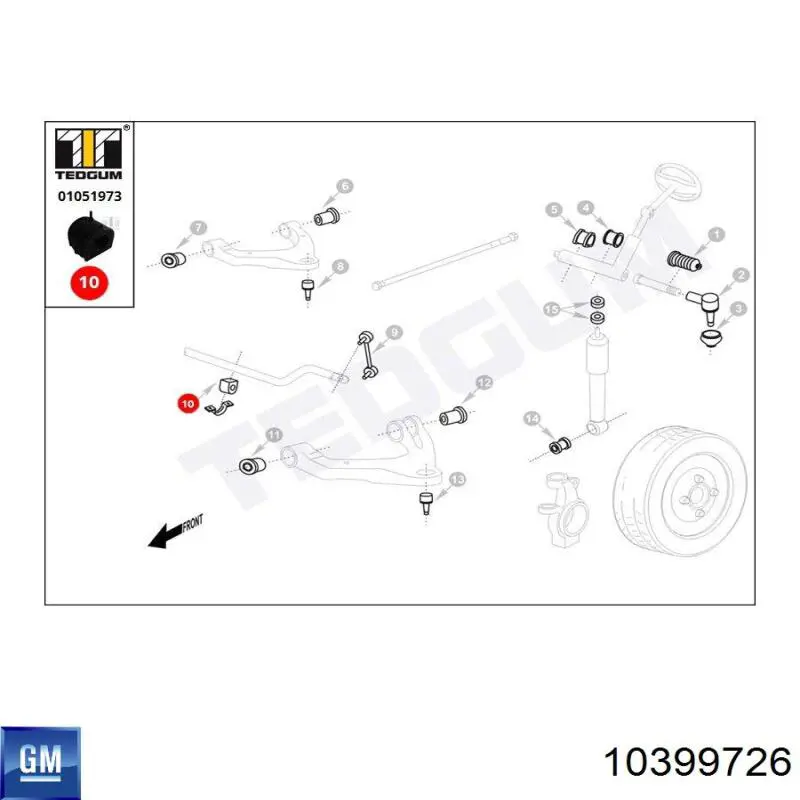 Втулка переднего стабилизатора General Motors 10399726 цена, от 23.33 USD