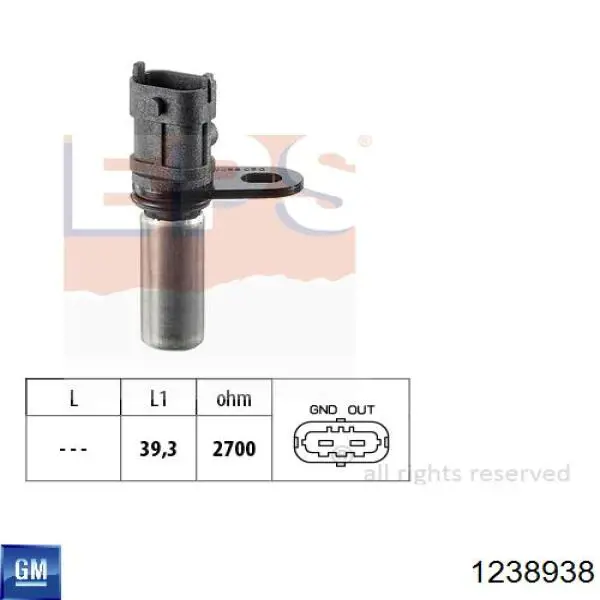 Датчик положения коленчатого вала General Motors 1238938 цена, от 12.98 USD