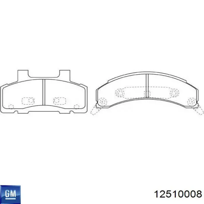 Передние тормозные колодки 12510008 General Motors