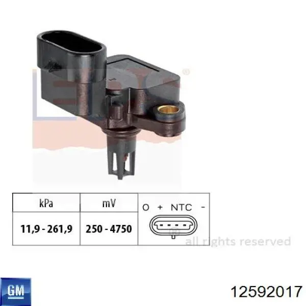 Купить 12592017 Opel Датчик нагнетания воздуха в турбину