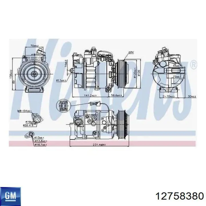 Компрессор кондиционера 12758380 General Motors