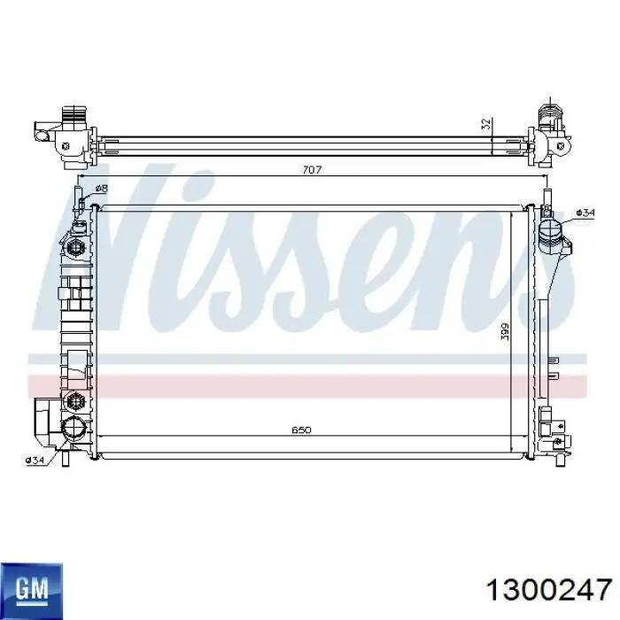 Радиатор охлаждения двигателя General Motors 1300247 цена, от 112.40 USD
