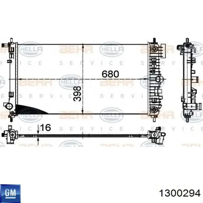 Радиатор охлаждения двигателя General Motors 1300294 цена, от 139.31 USD