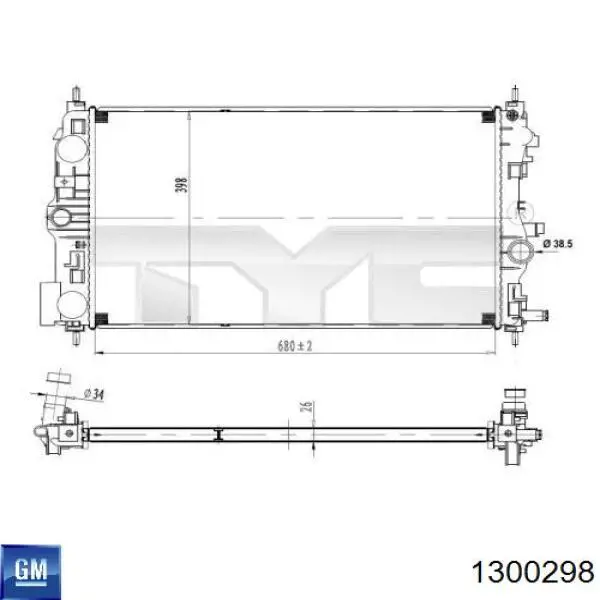 Радиатор охлаждения двигателя General Motors 1300298 цена, от 132.17 USD