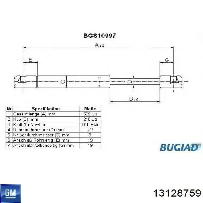Амортизатор багажника 13128759 General Motors