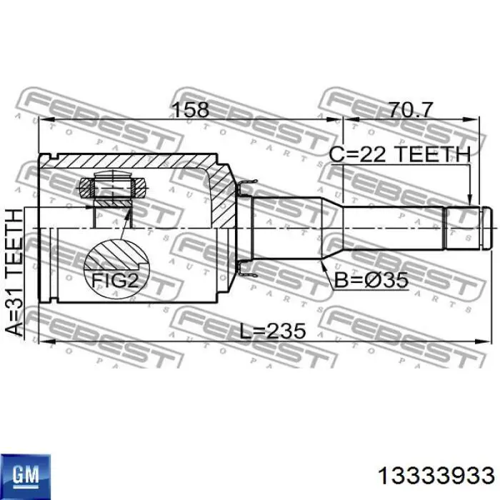 Купить 1011J300ATLH Febest Шрус внутренний левый