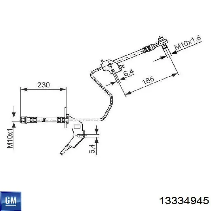 Шланг тормозной задний, левый General Motors 13334945 цена, от 29.10 USD