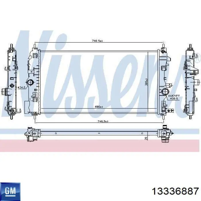 Купить 13336887 General Motors Радиатор водяной