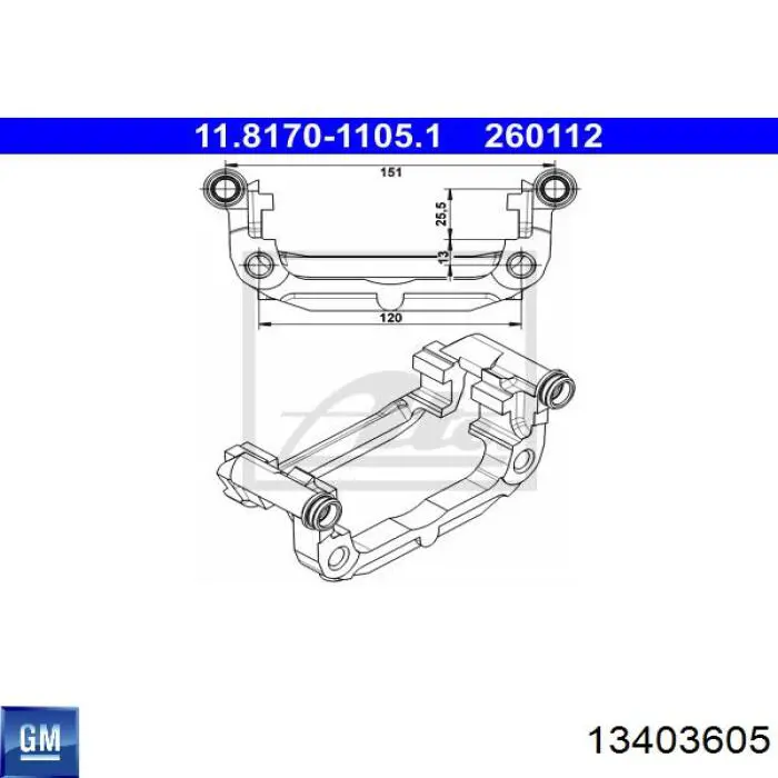 Скоба тормозного суппорта заднего Opel 13403605 цена, от 25.28 USD