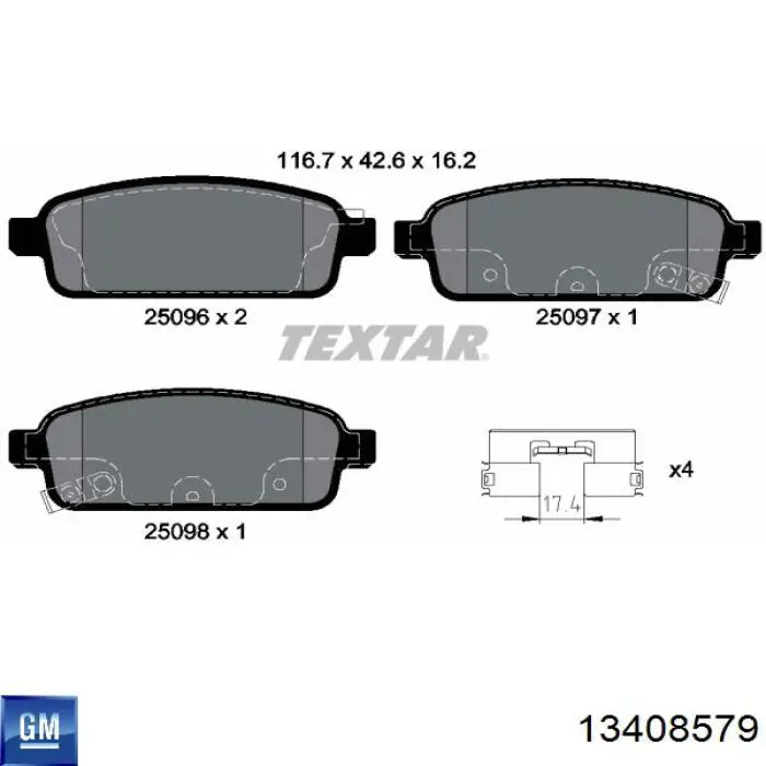 13408579 General Motors Колодки тормозные дисковые комплект