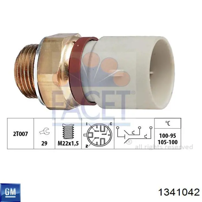1341042 General Motors датчик температуры охлаждающей жидкости (включения вентилятора радиатора)