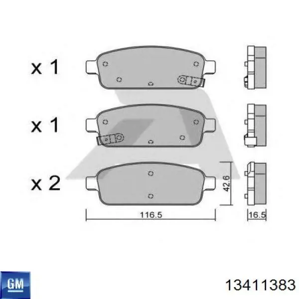 13411383 General Motors Колодки тормозные дисковые комплект