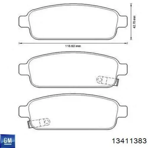 Колодки дисковые  General Motors 13411383 цена, от 20.52 USD