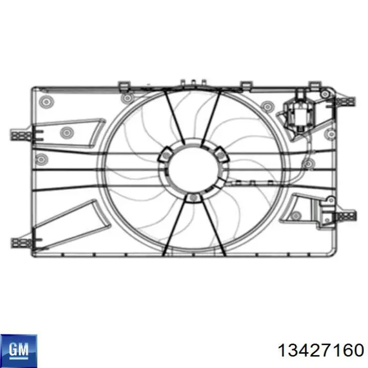 13427160 General Motors электровентилятор охлаждения в сборе (мотор+крыльчатка)