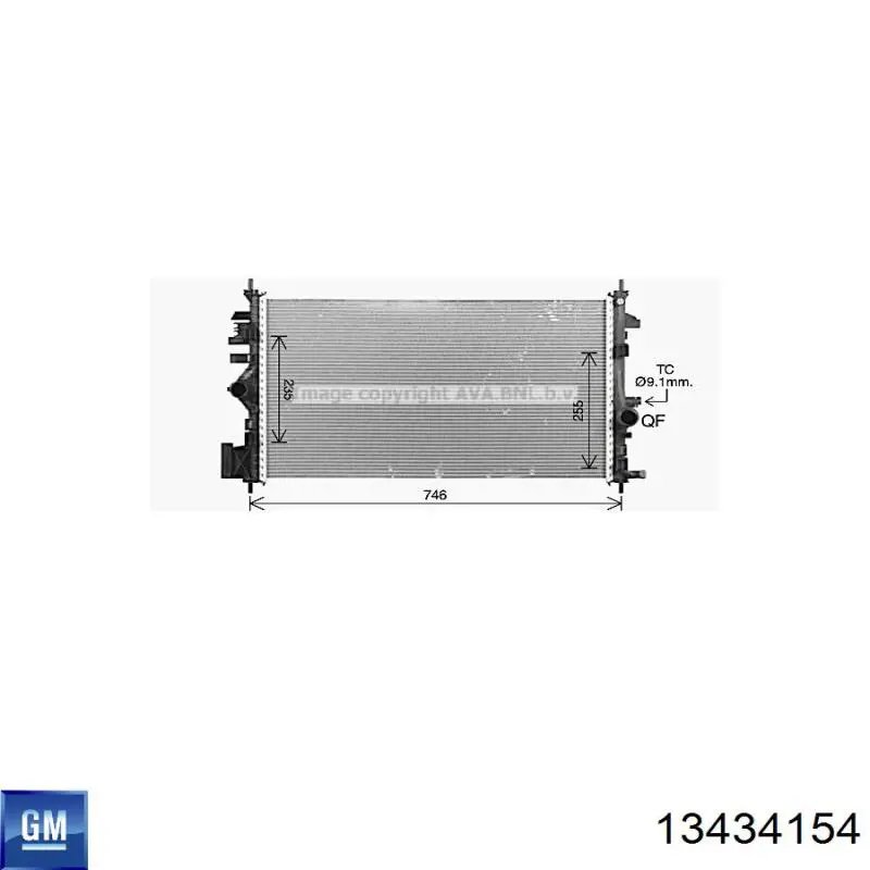 13434154 General Motors radiador de esfriamento de motor