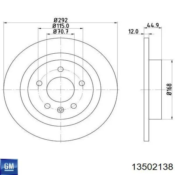 Купить 13502138 General Motors Диск тормозной задний