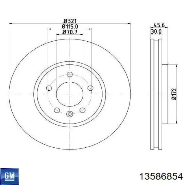 13586854 General Motors Диск тормозной передний