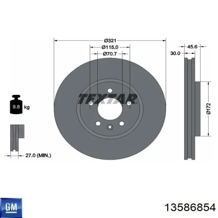Тормоз дисковый передний General Motors 13586854 цена, от 57.33 USD